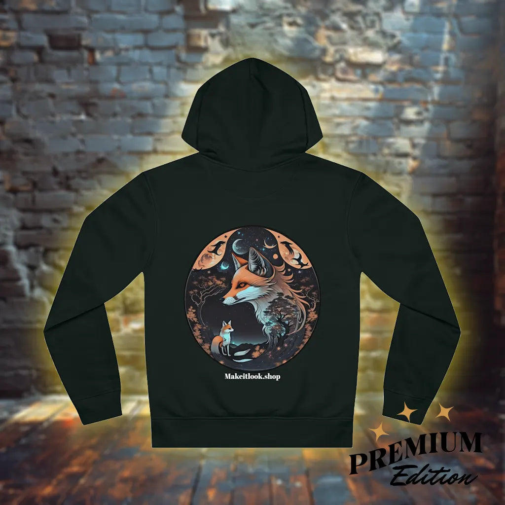 Dreamlight Fox -Unisex Hoodie – Fuchs unter leuchtendem Nachthimmel, S-5XL
