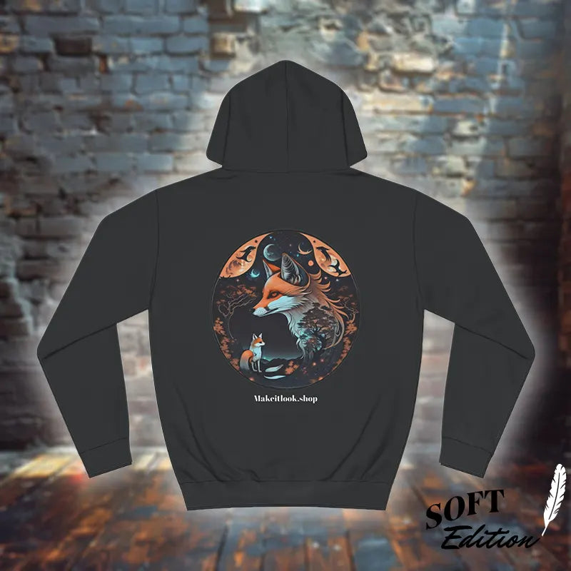 Dreamlight Fox -Unisex Hoodie – Fuchs unter leuchtendem Nachthimmel, S-5XL