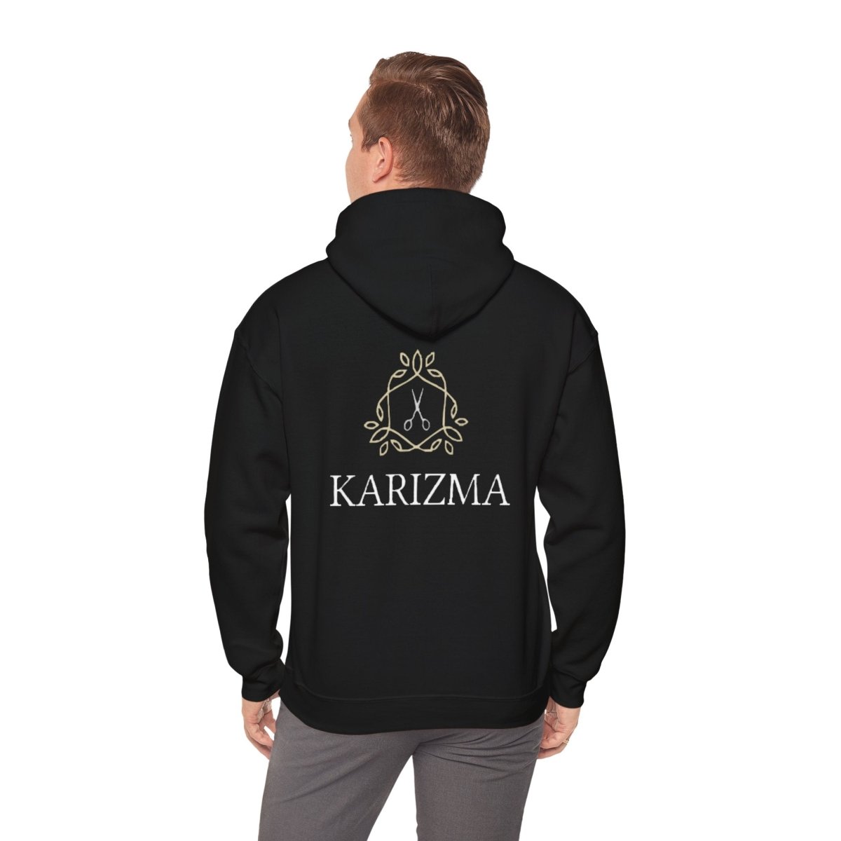 Karizma – Unisex Hoodie mit zentralem Scheren - Logo im Goldenen Rahmen - Hoodie - Printify - Karizma – Unisex Hoodie mit zentralem Scheren - Logo im Goldenen Rahmen