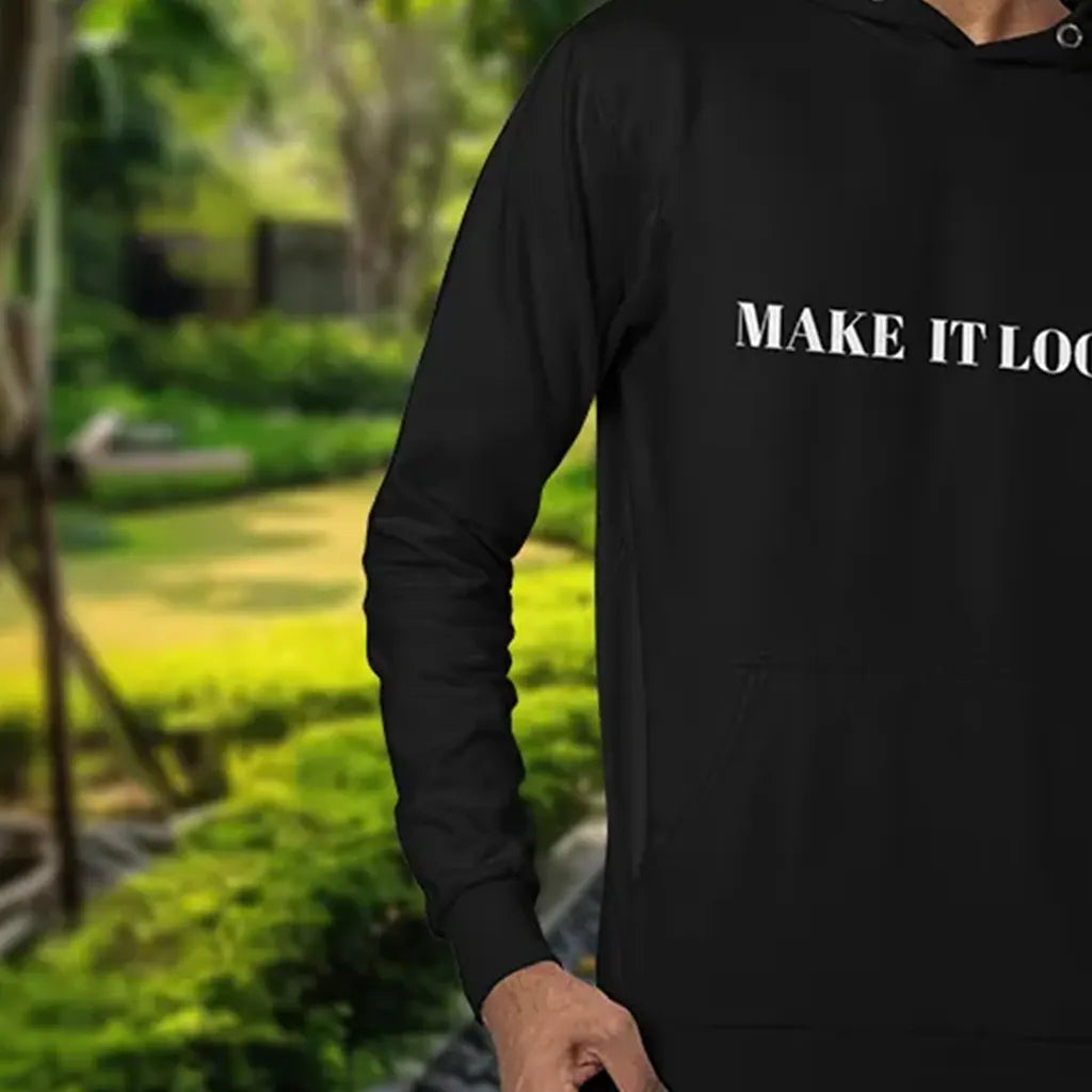 Schwarzer Hoodie mit ‚MAKE IT LOOK‘ Schriftzug auf der Vorderseite – perfekte Passform für einen lässigen und komfortablen Look. schwarz_main_image_6