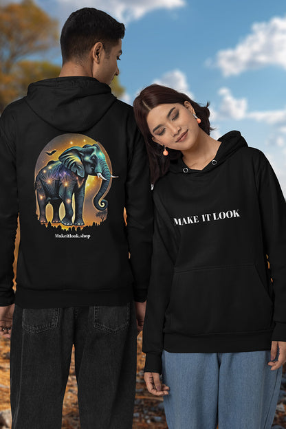 Elephant blues Hoodie Printify Ausgefallen Clothing Cotton Crew neck DTG Elephant Ethical Fashion Fashion Fire Gemütlich Hoodies Kapuzenpullover Klassische Passform land landschaft Make it look Men's Clothing Nachhaltige Mode Regular fit Sonne Streetwear sun Tiere Umweltfreundlich Unisex Women's Clothing