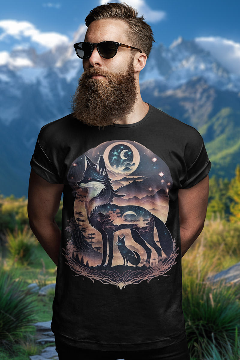 Starlit Fox Pair-T-Shirt-MOUNTAIN STYLE-Make it look