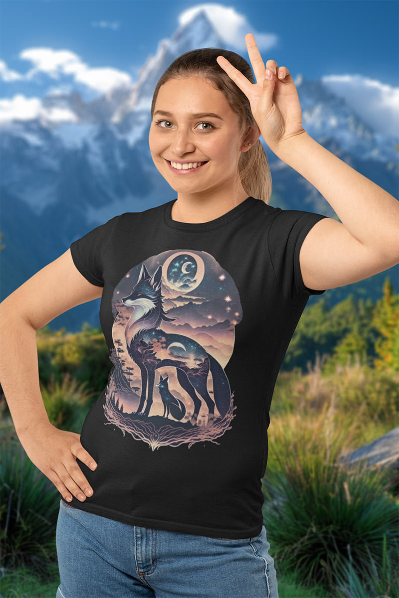 Starlit Fox Pair-T-Shirt-MOUNTAIN STYLE-Make it look