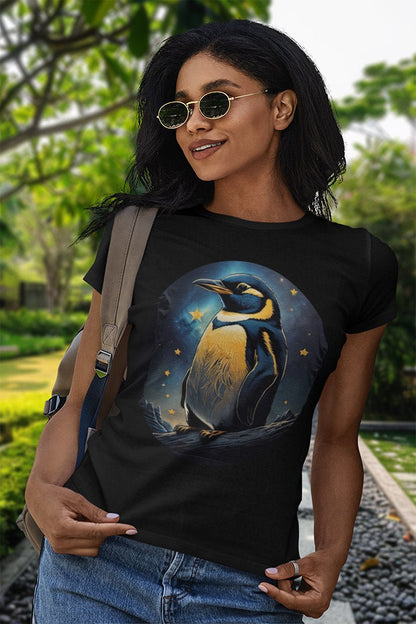 Astral Penguin - T - Shirt - MODERN STYLE - Astral Penguin Black T - Shirt MODERN STYLE Ausgefallen beautiful beschützer Bio Bio - Baumwolle black Clothing Cotton Crew neck DTG Ethical Fashion Fantasie Fashion Gemütlich Guardian himmel it Klassische Passform land landscape landschaft Look luna make Make it look Men's Clothing Midnight mond Moon Nachhaltige Mode Neck Labels Pinguin Power Regular fit schwarz sky star Sterne Streetwear süss T - shirts Tiere Traumwelt Umweltfreundlich Unisex Welt Wi