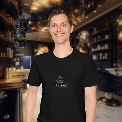 Karizma – Edles Unisex T-Shirt mit Hexagon, Schere und Blätterkranz-Design