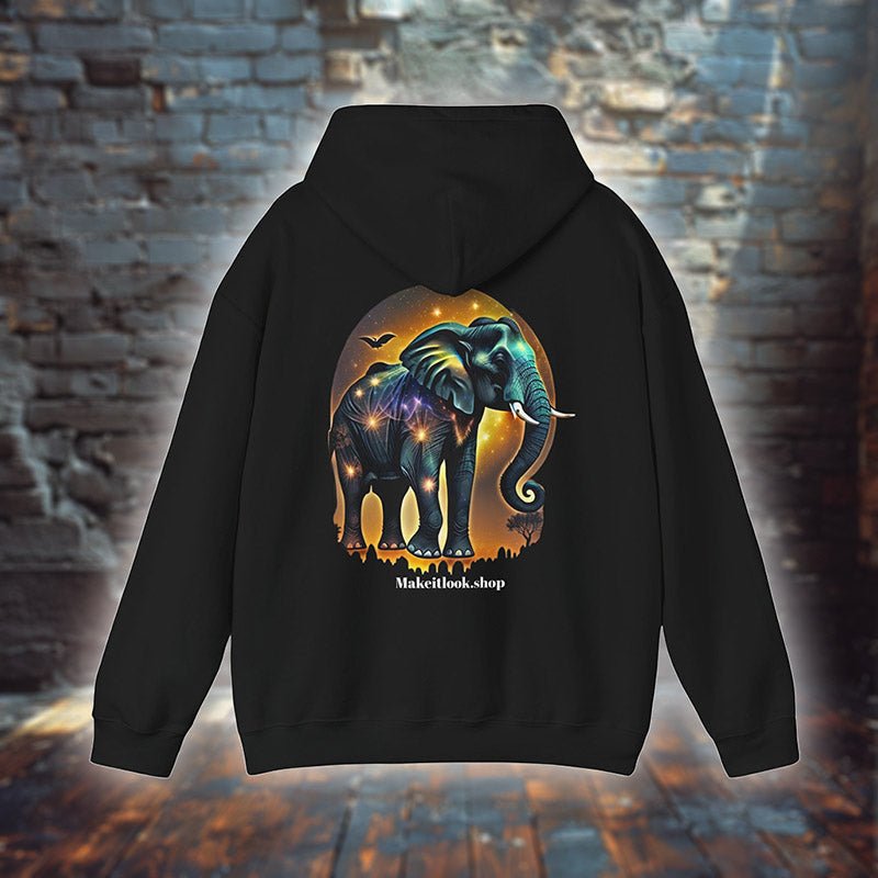 Elephant blues - Hoodie - AFRIKAN SYTLE - Elephant blues Hoodie Printify Ausgefallen Clothing Cotton Crew neck DTG Elephant Ethical Fashion Fashion Fire Gemütlich Hoodies Kapuzenpullover Klassische Passform land landschaft Make it look Men's Clothing Nachhaltige Mode Regular fit Sonne Streetwear sun Tiere Umweltfreundlich Unisex Women's Clothing