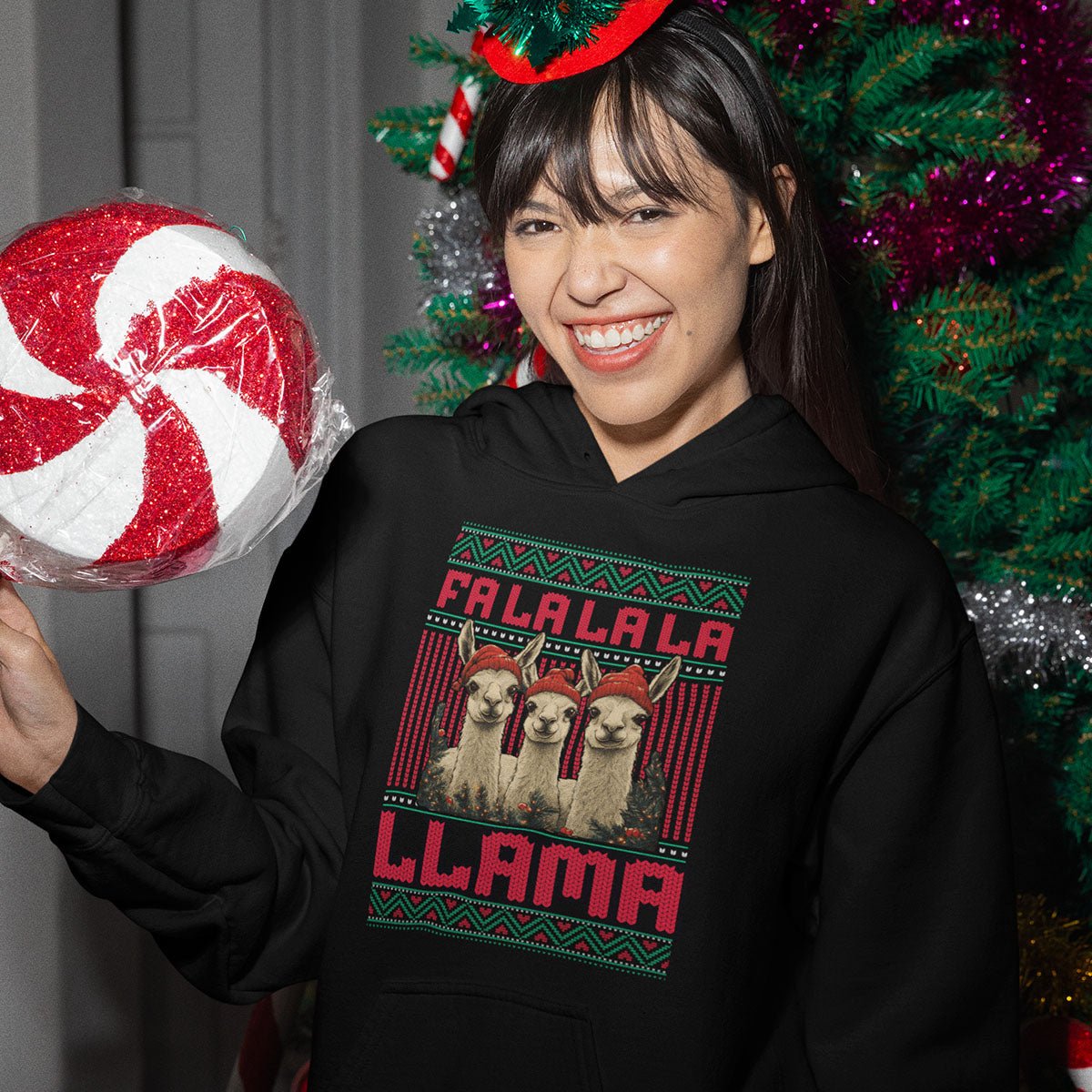 Fa La La La Llama – Lustiger Weihnachtssweater mit Lamas, S - 2XL - Sweatshirt - Make it Look - Fa La La La Llama – Lustiger Weihnachtssweater mit Lamas, S - 2XL