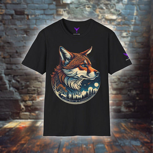 Fox on the white ground - T - Shirt - MOUNTAIN STYLE - Fox on the white ground - T - Shirt - MOUNTAIN STYLE - Black - S - Make it look