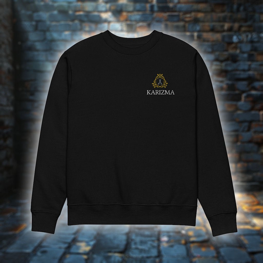 Karizma – Elegantes Premium Sweatshirt mit Scheren - Logo und Hexagon - Rahmen - Sweatshirt - Make it look - Karizma – Elegantes Premium Sweatshirt mit Scheren - Logo und Hexagon - Rahmen