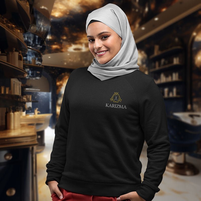 Karizma – Elegantes Sweatshirt mit Scheren - Logo und Hexagon - Rahmen - Sweatshirt - Make it look - Karizma – Elegantes Sweatshirt mit Scheren - Logo und Hexagon - Rahmen