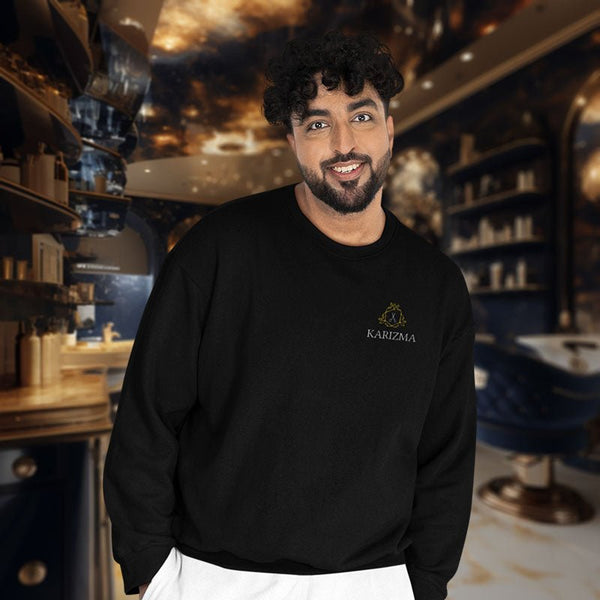 Karizma – Elegantes Sweatshirt mit Scheren - Logo und Hexagon - Rahmen - Sweatshirt - Make it look - Karizma – Elegantes Sweatshirt mit Scheren - Logo und Hexagon - Rahmen