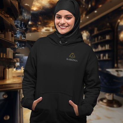 Karizma – Premium Hoodie mit edlem Scheren - Logo im Hexagon - Rahmen - Hoodie - Make it look - Karizma – Premium Hoodie mit edlem Scheren - Logo im Hexagon - Rahmen