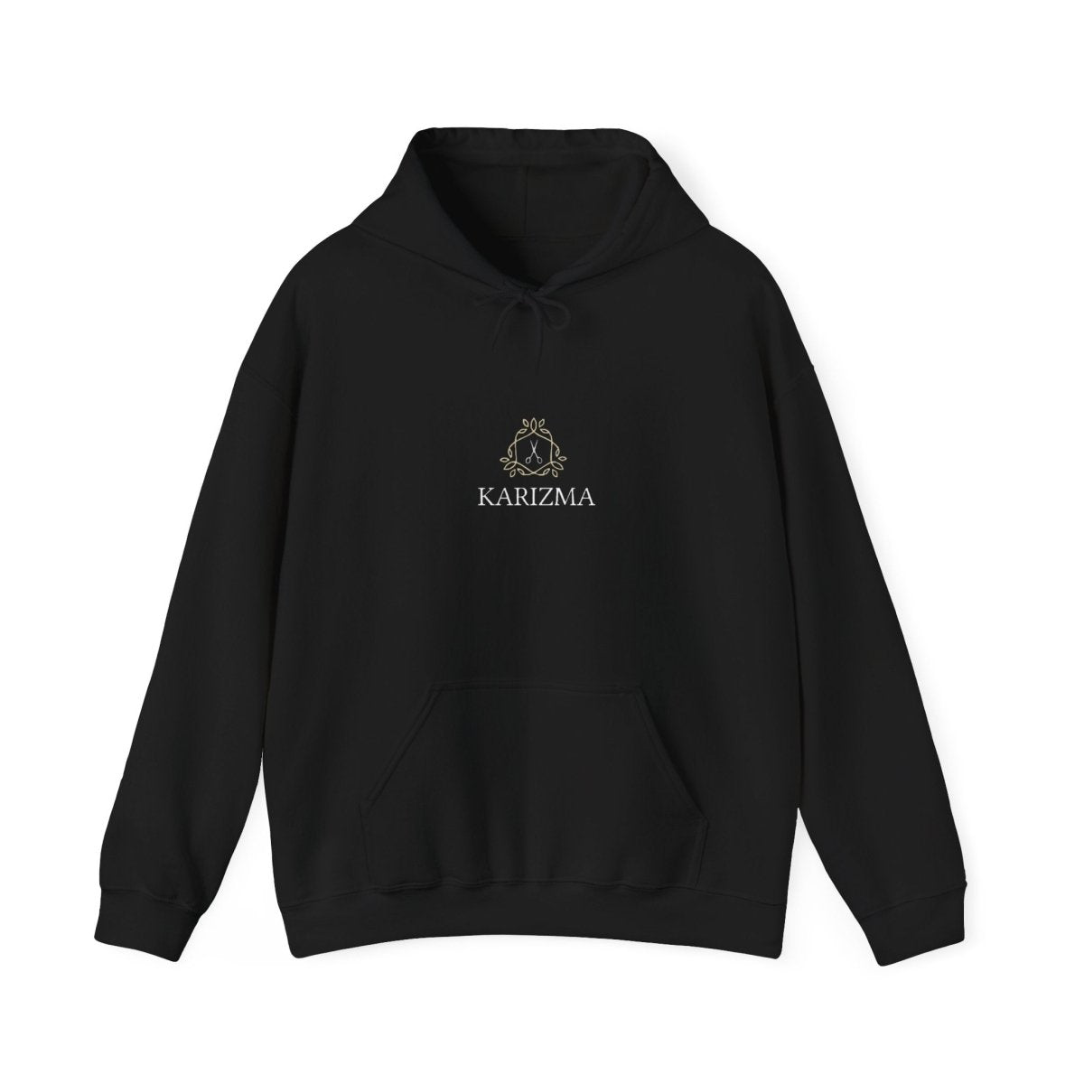 Karizma – Unisex Hoodie mit zentralem Scheren - Logo im Goldenen Rahmen - Hoodie - Printify - Karizma – Unisex Hoodie mit zentralem Scheren - Logo im Goldenen Rahmen