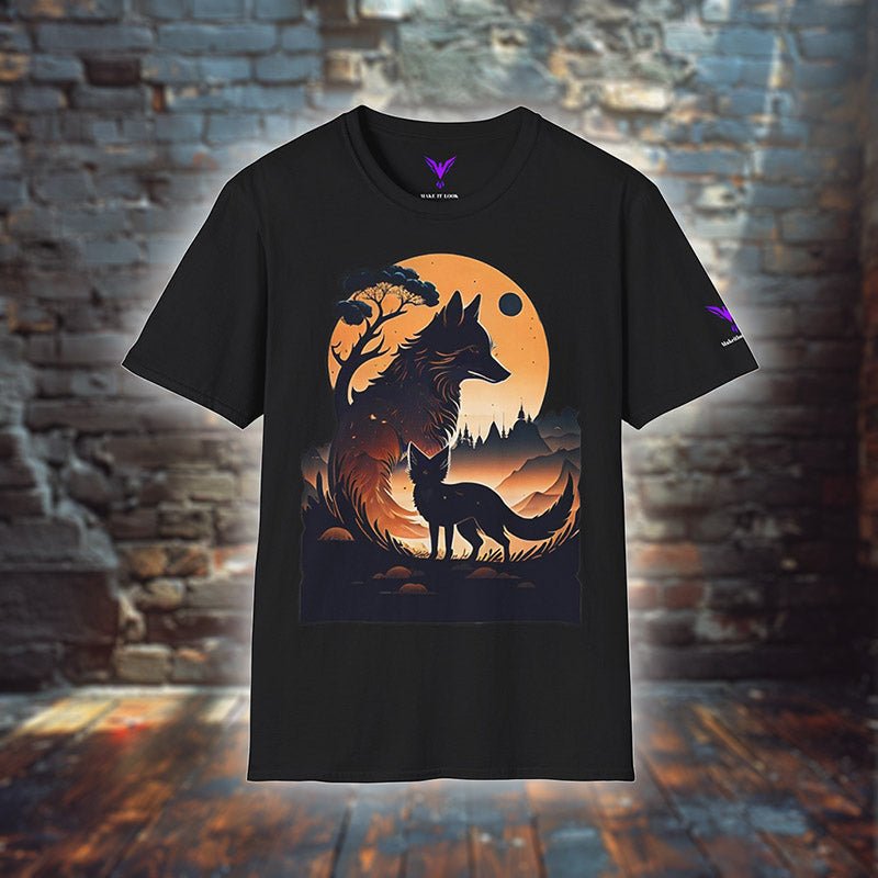 Luna Duo Eclipse Foxes - T - Shirt - MOUNTAIN STYLE - Luna Duo Eclipse Foxes - T - Shirt - MOUNTAIN STYLE - Black - S - Make it look