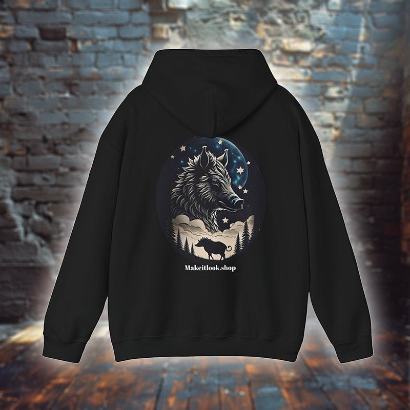 Lunar Swine Trekker - Hoodie - NATURE STYLE - Lunar Swine Trekker Printify Hoodie