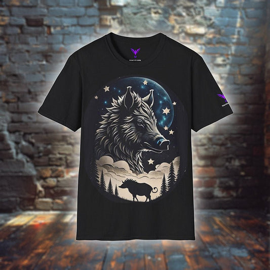 Lunar Swine Trekker - T - Shirt - NATURE STYLE - Lunar Swine Trekker - T - Shirt - NATURE STYLE - Black - S - Make it look