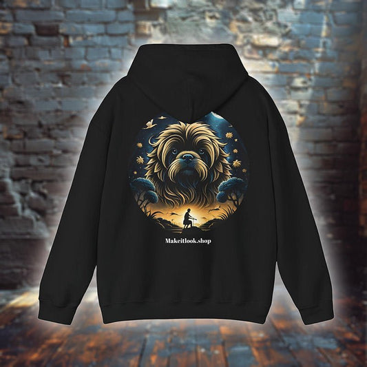 Midnight Blossom Pup - Hoodie - MODERN STYLE - Midnight Blossom Pup Hoodie MODERN STYLE Ausgefallen Bio Bio - Baumwolle black blossom Clothing Cotton Crew neck dog dreamworld DTG Fashion Gemütlich Guardian Hoodies hund Kapuzenpullover Klassische Passform land landscape landschaft luna Men's Clothing Midnight mond Moon Nachhaltige Mode Power pup Regular fit schwarz sky Sonne star Sterne Streetwear sun süss Tiere Traumwelt Umweltfreundlich Unisex Welt Women's Clothing world