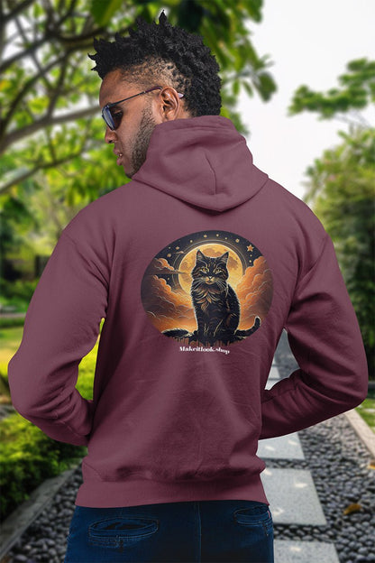 Midnight Moon Cat - Hoodie - MODERN STYLE - Midnight Moon Cat Hoodie Printify Ausgefallen beautiful Bio Bio - Baumwolle black blau blossom blue Cat Clothing cloud Cotton Crew neck DTG Fantasie Fashion Gemütlich himmel Hoodies Kapuzenpullover Katze Katze sitzt King of Lions Klassische Passform landscape Look luna Löwe Make it look Men's Clothing Midnight mond Moon Nachhaltige Mode Regular fit Sit Cat sky star Sterne Streetwear sun süss Tiere Umweltfreundlich Unisex Wald Wild Wild Lion Wild Nature