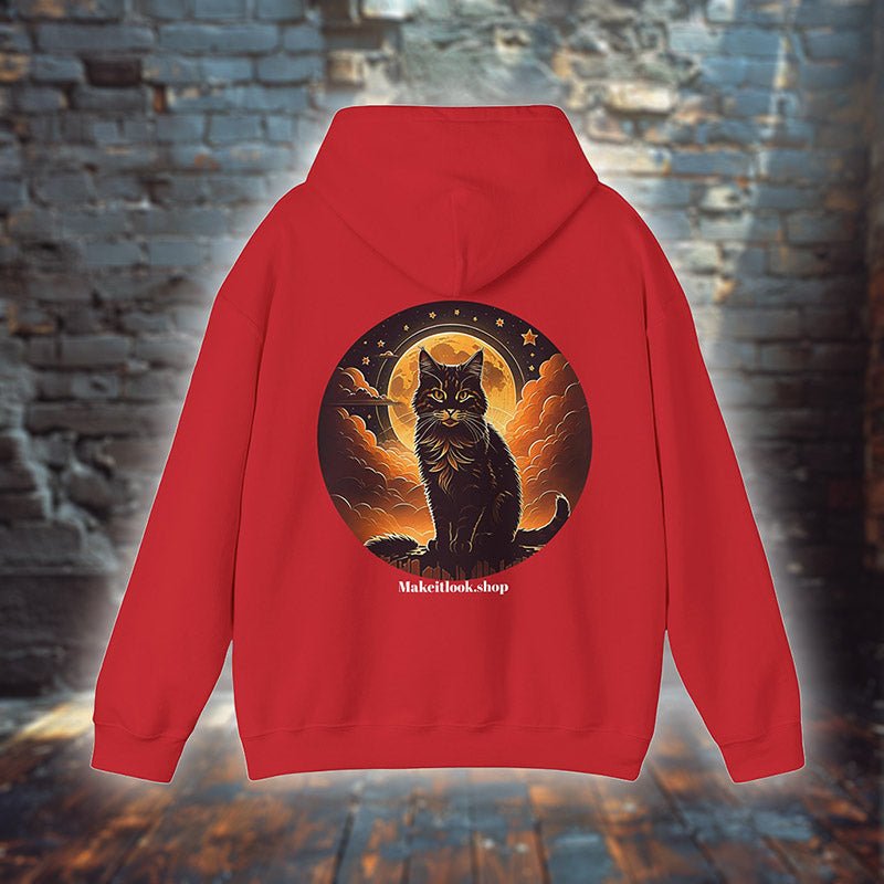 Midnight Moon Cat - Hoodie - MODERN STYLE - Midnight Moon Cat Hoodie Printify Ausgefallen beautiful Bio Bio - Baumwolle black blau blossom blue Cat Clothing cloud Cotton Crew neck DTG Fantasie Fashion Gemütlich himmel Hoodies Kapuzenpullover Katze Katze sitzt King of Lions Klassische Passform landscape Look luna Löwe Make it look Men's Clothing Midnight mond Moon Nachhaltige Mode Regular fit Sit Cat sky star Sterne Streetwear sun süss Tiere Umweltfreundlich Unisex Wald Wild Wild Lion Wild Nature