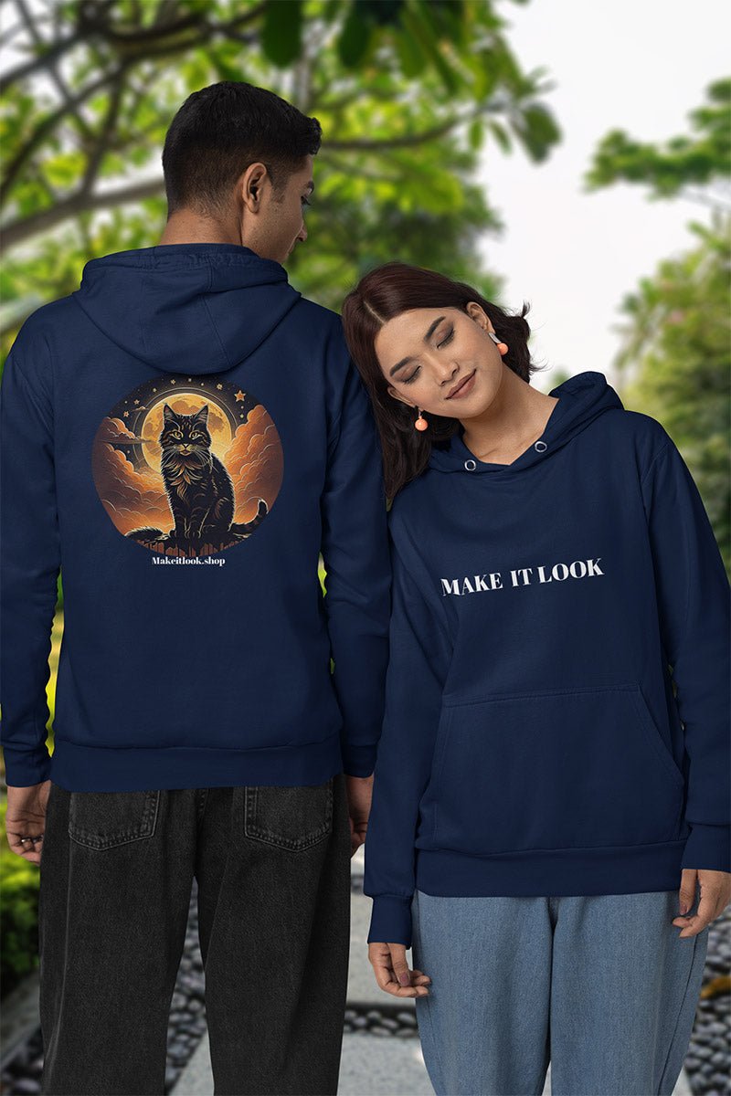 Midnight Moon Cat - Hoodie - MODERN STYLE - Midnight Moon Cat Hoodie Printify Ausgefallen beautiful Bio Bio - Baumwolle black blau blossom blue Cat Clothing cloud Cotton Crew neck DTG Fantasie Fashion Gemütlich himmel Hoodies Kapuzenpullover Katze Katze sitzt King of Lions Klassische Passform landscape Look luna Löwe Make it look Men's Clothing Midnight mond Moon Nachhaltige Mode Regular fit Sit Cat sky star Sterne Streetwear sun süss Tiere Umweltfreundlich Unisex Wald Wild Wild Lion Wild Nature