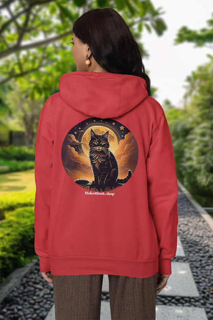 Midnight Moon Cat - Hoodie - MODERN STYLE - Midnight Moon Cat Hoodie Printify Ausgefallen beautiful Bio Bio - Baumwolle black blau blossom blue Cat Clothing cloud Cotton Crew neck DTG Fantasie Fashion Gemütlich himmel Hoodies Kapuzenpullover Katze Katze sitzt King of Lions Klassische Passform landscape Look luna Löwe Make it look Men's Clothing Midnight mond Moon Nachhaltige Mode Regular fit Sit Cat sky star Sterne Streetwear sun süss Tiere Umweltfreundlich Unisex Wald Wild Wild Lion Wild Nature