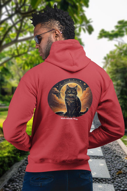 Midnight Moon Cat - Hoodie - MODERN STYLE - Midnight Moon Cat Hoodie Printify Ausgefallen beautiful Bio Bio - Baumwolle black blau blossom blue Cat Clothing cloud Cotton Crew neck DTG Fantasie Fashion Gemütlich himmel Hoodies Kapuzenpullover Katze Katze sitzt King of Lions Klassische Passform landscape Look luna Löwe Make it look Men's Clothing Midnight mond Moon Nachhaltige Mode Regular fit Sit Cat sky star Sterne Streetwear sun süss Tiere Umweltfreundlich Unisex Wald Wild Wild Lion Wild Nature