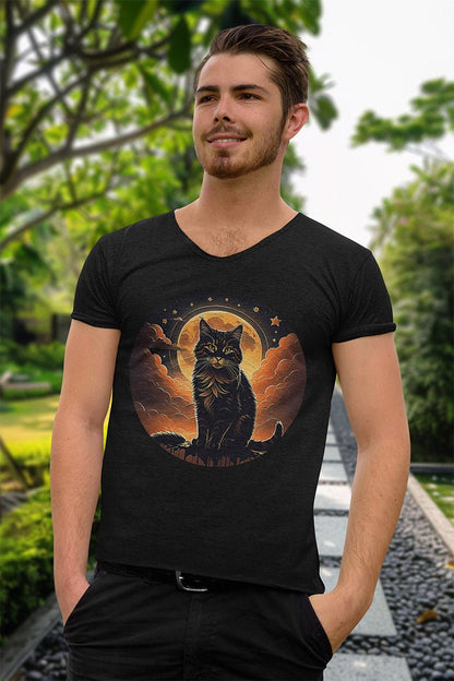 Midnight Moon Cat - T - Shirt - MODERN STYLE - Midnight Moon Cat - T - Shirt - MODERN STYLE - Make it look