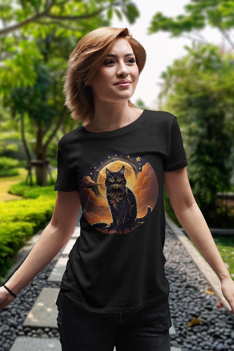 Midnight Moon Cat - T - Shirt - MODERN STYLE - Midnight Moon Cat - T - Shirt - MODERN STYLE - Make it look