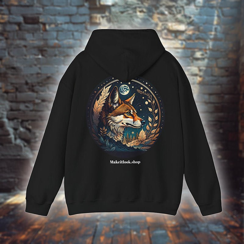 Moon fox on herbisch - Hoodie - MOUNTAIN STYLE - Moon fox on herbisch Hoodie MOUNTAIN STYLE Ausgefallen Bio Bio - Baumwolle Clothing Cotton Crew neck dreamworld DTG Fox Fuchs Gemütlich Hoodies Kapuzenpullover Klassische Passform land landscape landschaft Make it look Men's Clothing mond Moon Nachhaltige Mode Regular fit star Sterne Tiere Traumwelt Umweltfreundlich Unisex Women's Clothing