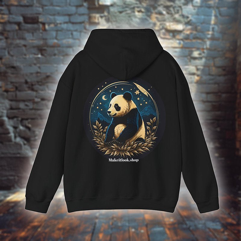 Panda sky - Hoodie - ASIA STYLE - Panda sky Hoodie Printify Ausgefallen Bear beschützer Bio Bio - Baumwolle black Bär Clothing Cotton Crew neck dreamworld DTG Ethical Fashion Fashion forest Gemütlich himmel Hoodies Kapuzenpullover Klassische Passform land landscape landschaft luna Make it look Men's Clothing mond Moon Panda Regular fit schwarz sky star Sterne Streetwear Tiere Traumwelt Umweltfreundlich Unisex Women's Clothing