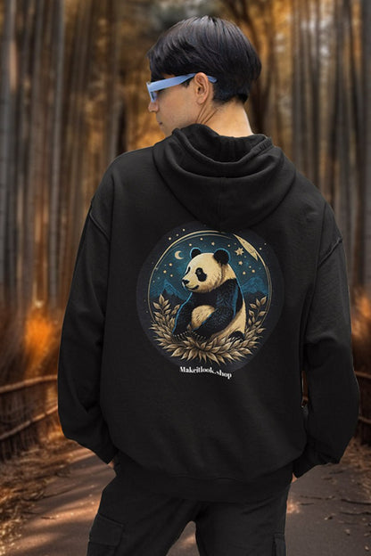 Panda sky - Hoodie - ASIA STYLE - Panda sky Black Hoodie Printify Ausgefallen Bear beschützer Bio Bio - Baumwolle black Bär Clothing Cotton Crew neck dreamworld DTG Ethical Fashion Fashion forest Gemütlich himmel Hoodies Kapuzenpullover Klassische Passform land landscape landschaft luna Make it look Men's Clothing mond Moon Panda Regular fit schwarz sky star Sterne Streetwear Tiere Traumwelt Umweltfreundlich Unisex Women's Clothing