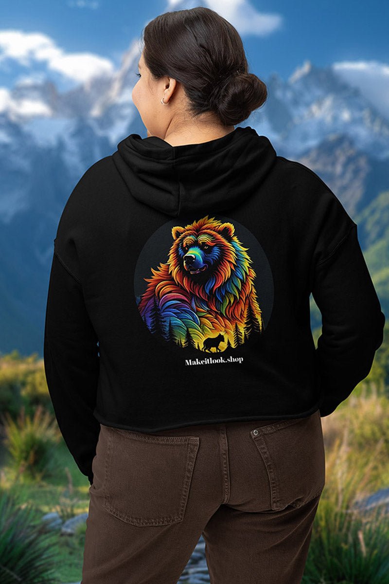 Rainbow bear - Hoodie - MOUNTAIN STYLE - Rainbow bear Hoodie Printify Ausgefallen Bear beschützer Bio Bio - Baumwolle black Bär Clothing Cotton Crew neck dreamworld DTG Ethical Fashion Fashion Gemütlich Grizzly Guardian Hoodies Kapuzenpullover Klassische Passform Make it look Men's Clothing Nachhaltige Mode Power rainbow regenbogen Regular fit Streetwear Tiere Traumwelt Umweltfreundlich Unisex Women's Clothing