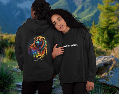 Rainbow bear - Hoodie - MOUNTAIN STYLE - Rainbow bear Black Hoodie Printify Ausgefallen Bear beschützer Bio Bio - Baumwolle black Bär Clothing Cotton Crew neck dreamworld DTG Ethical Fashion Fashion Gemütlich Grizzly Guardian Hoodies Kapuzenpullover Klassische Passform Make it look Men's Clothing Nachhaltige Mode Power rainbow regenbogen Regular fit Streetwear Tiere Traumwelt Umweltfreundlich Unisex Women's Clothing